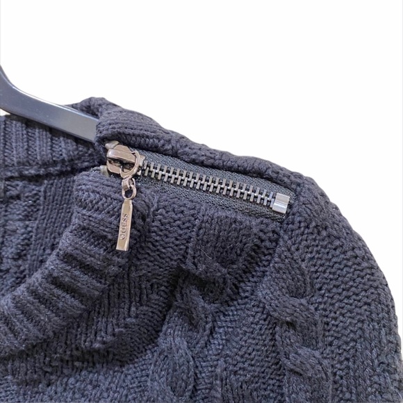 Guess Cable Knit Cropped Sweater Black Size XS - Picture 5 of 6
